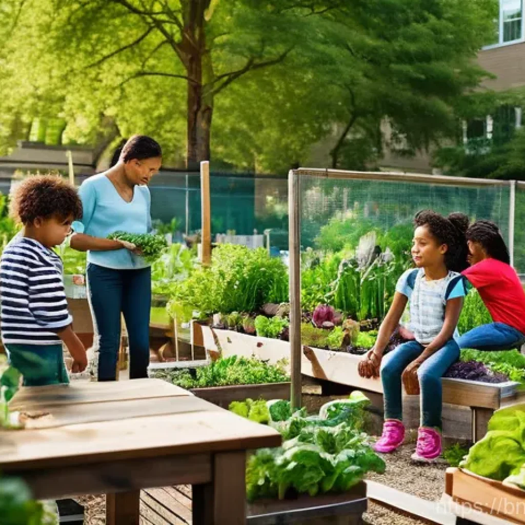 생태적 도시재생 프로젝트 관리 기법 - **Prompt:** "A vibrant, sun-drenched urban community garden thriving amidst a cityscape. Diverse ind...