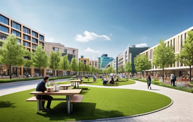 도시재생에서의 건강한 생활환경 조성 - **Future-Forward City: Pedestrian and Cyclist Haven**
    A dynamic urban street scene showcasing a ...